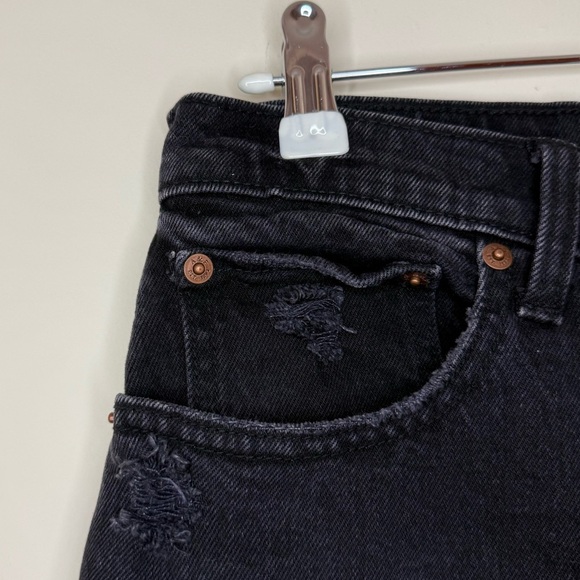 ABERCROMBIE + FITCH The 90s Relaxed High Waisted Black Wide Leg Distressed Jeans - Picture 5 of 10